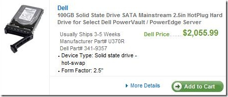 Dell 100 GB SSD costs $2,055.99