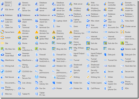 Visio shapes for SharePoint Server, Project Server, Search Server, and Office posters