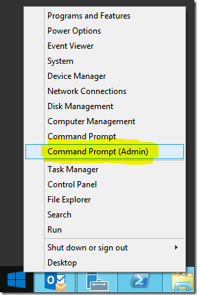 Command Prompt in the Win+X context menu