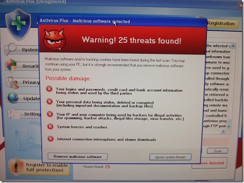 The only 'malicious software' that needs to be removed in this picture is Antivirus Plus itself!